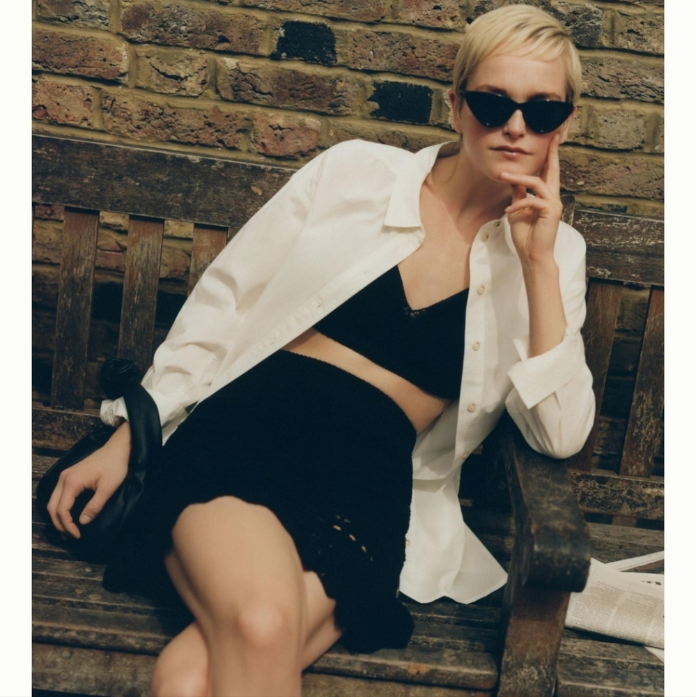 Anthropologie, Women's Black Crochet Skirt and Top, Knitted Skirt, Size Small.